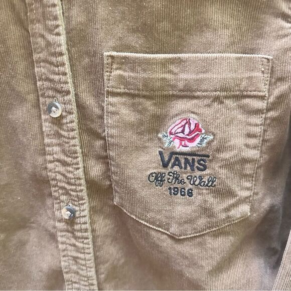 VANS Women’s Overtime Rose Brown corduroy button Shirt M - Picture 6 of 11